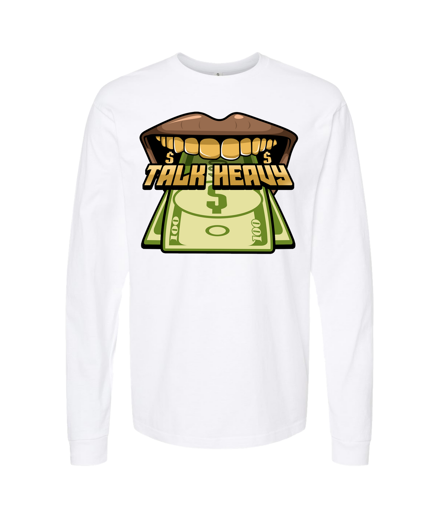 Quan G - TALK HEAVY - White Long Sleeve T