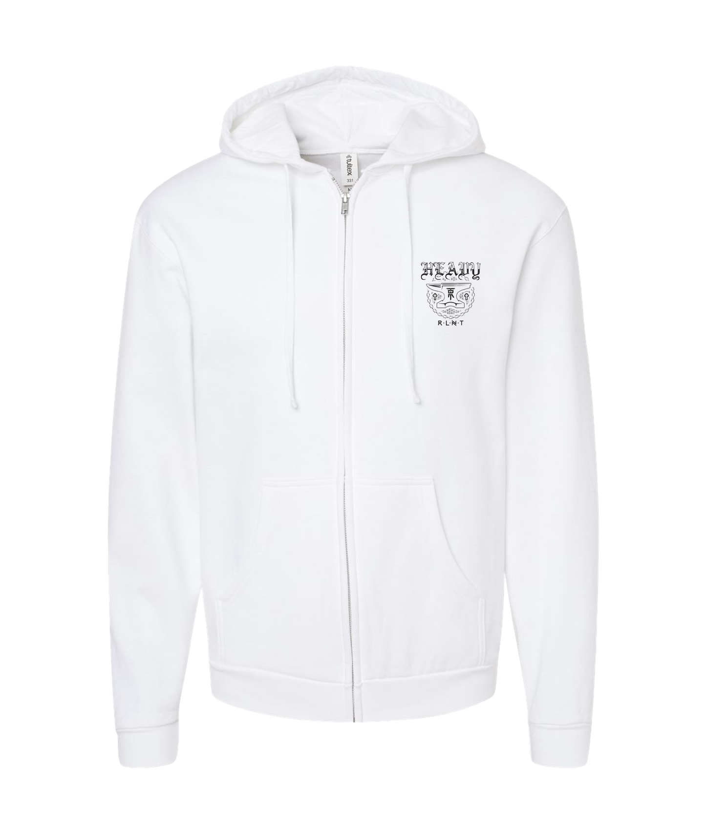 Relent - HEAVY - White Zip Up Hoodie