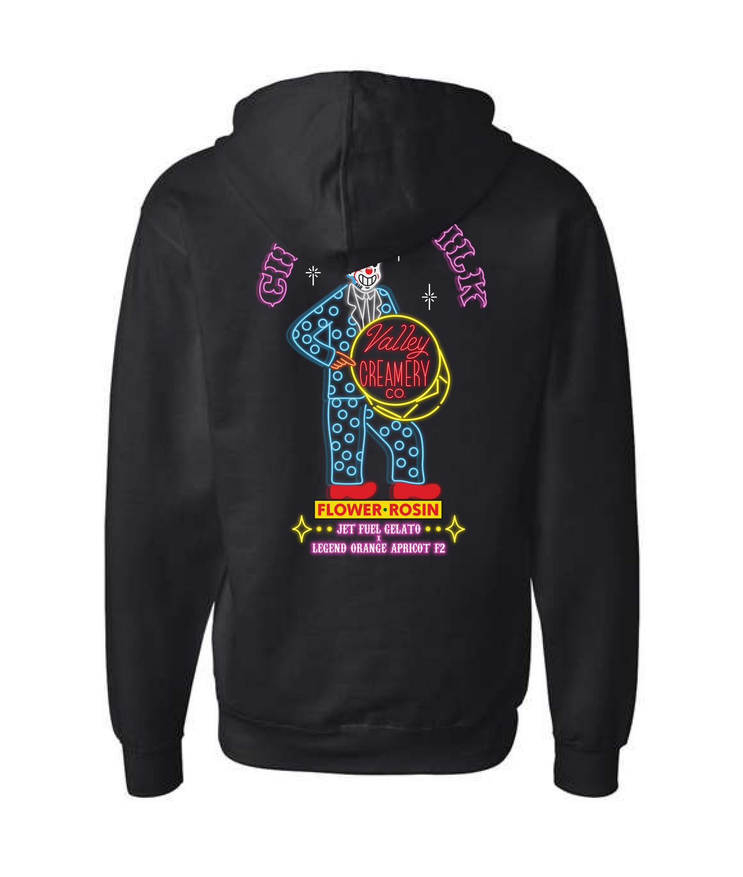 Valley Creamery Cannabis Co. - Circus Milk - Black Zip Up Hoodie