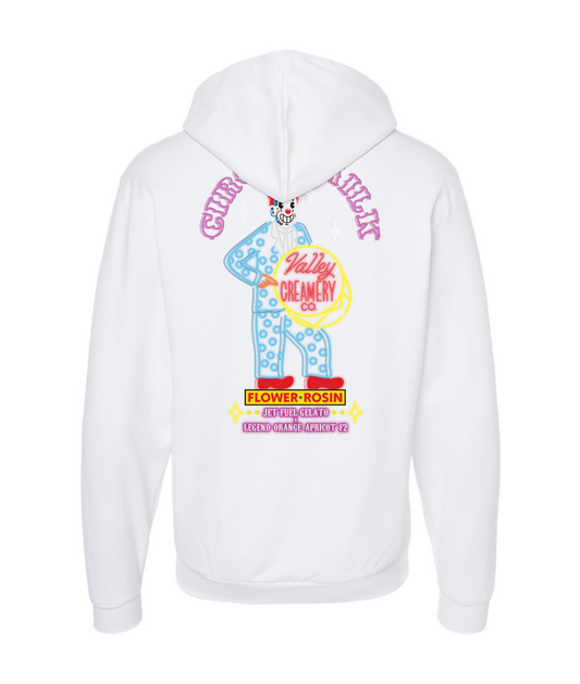 Valley Creamery Cannabis Co. - Circus Milk - White Zip Up Hoodie