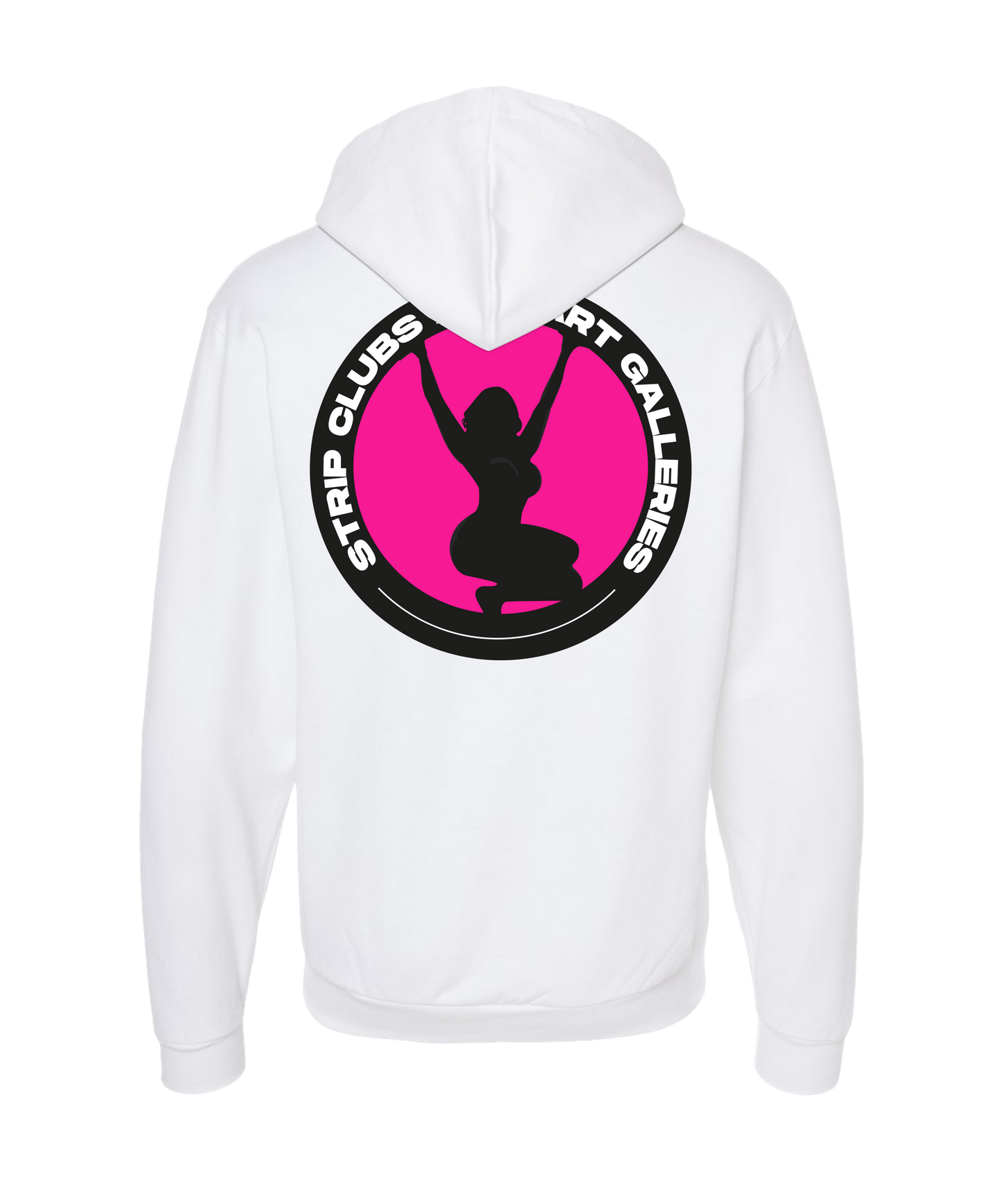 StripClubs and Art Galleries - Patch Tee - White Zip Up Hoodie