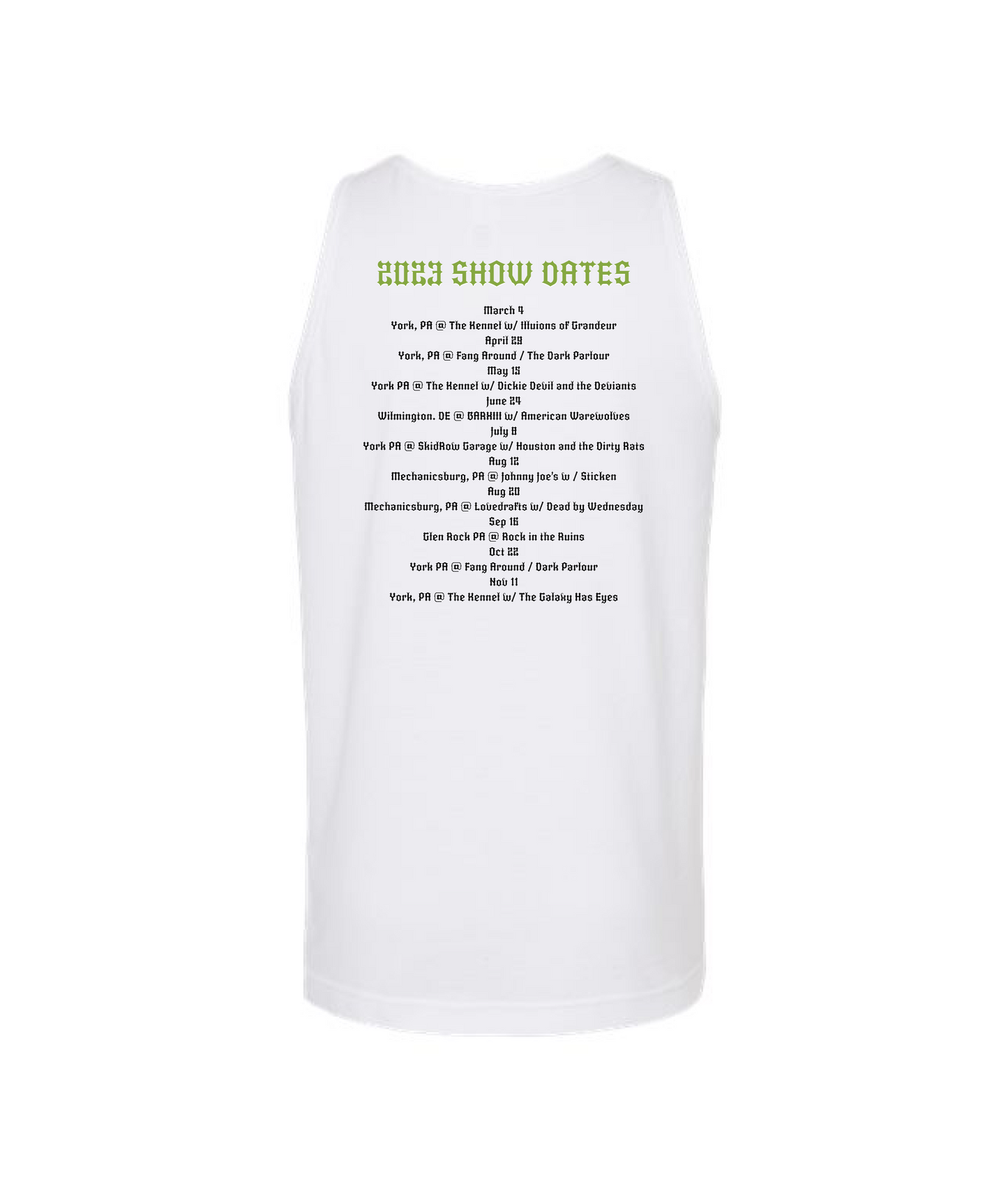 V-SEGTOP - 2023 SHOW DATES - White Tank Top