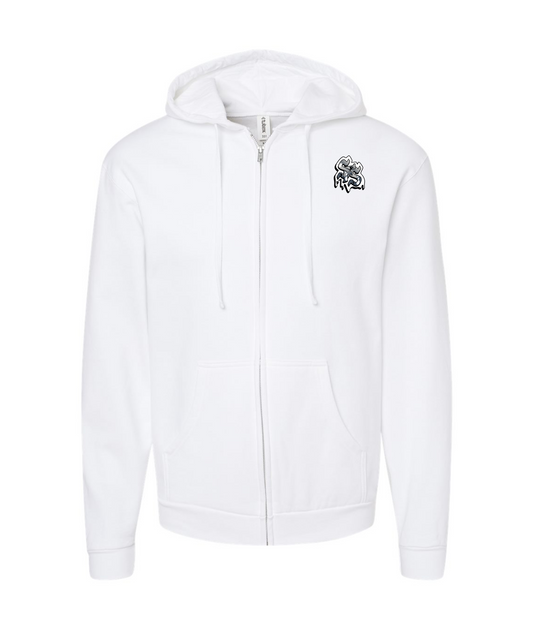 V-SFSTOP - Design 2 - White Zip Up Hoodie