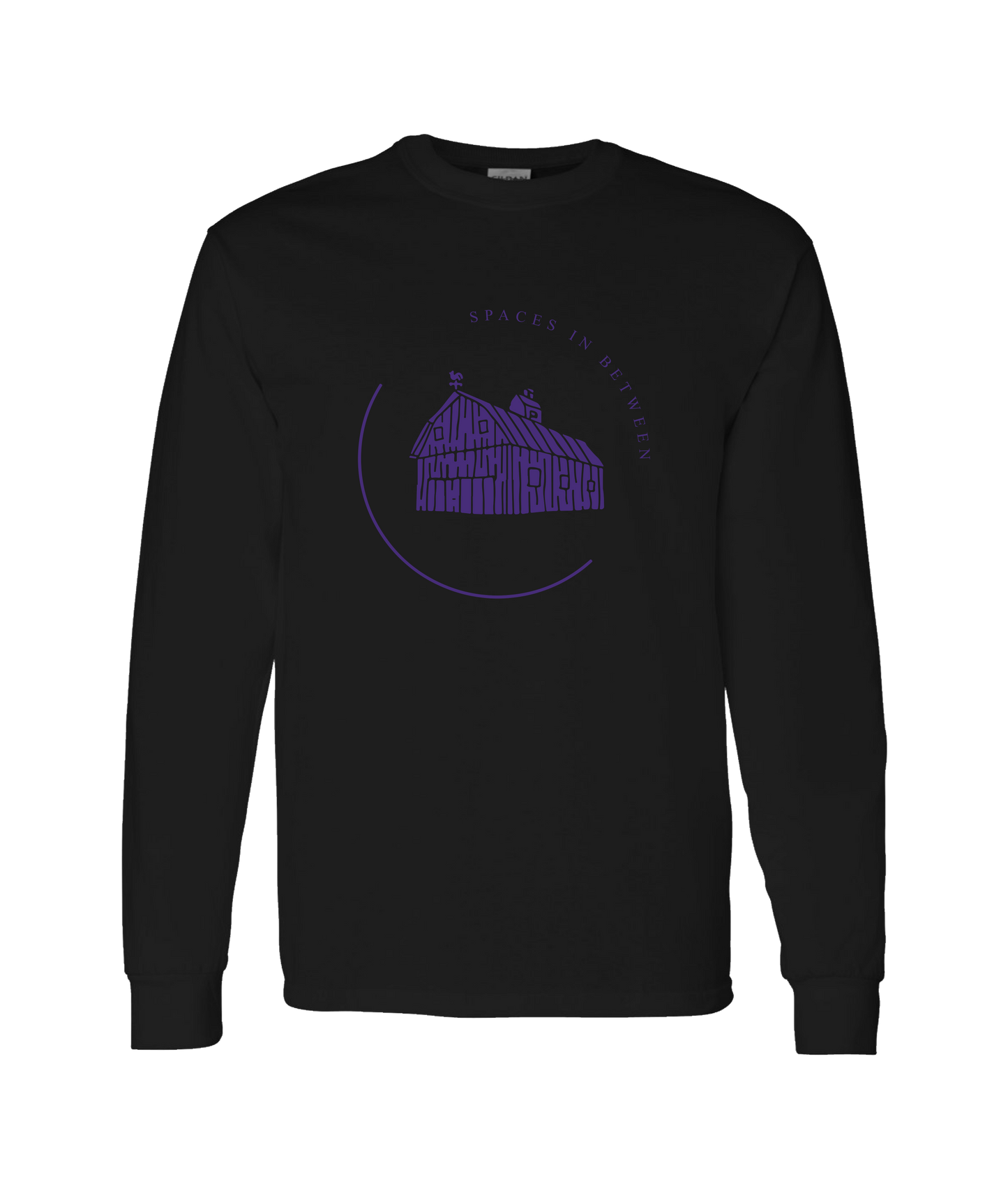 Spaces In Between - Purple Barn - Black Long Sleeve T