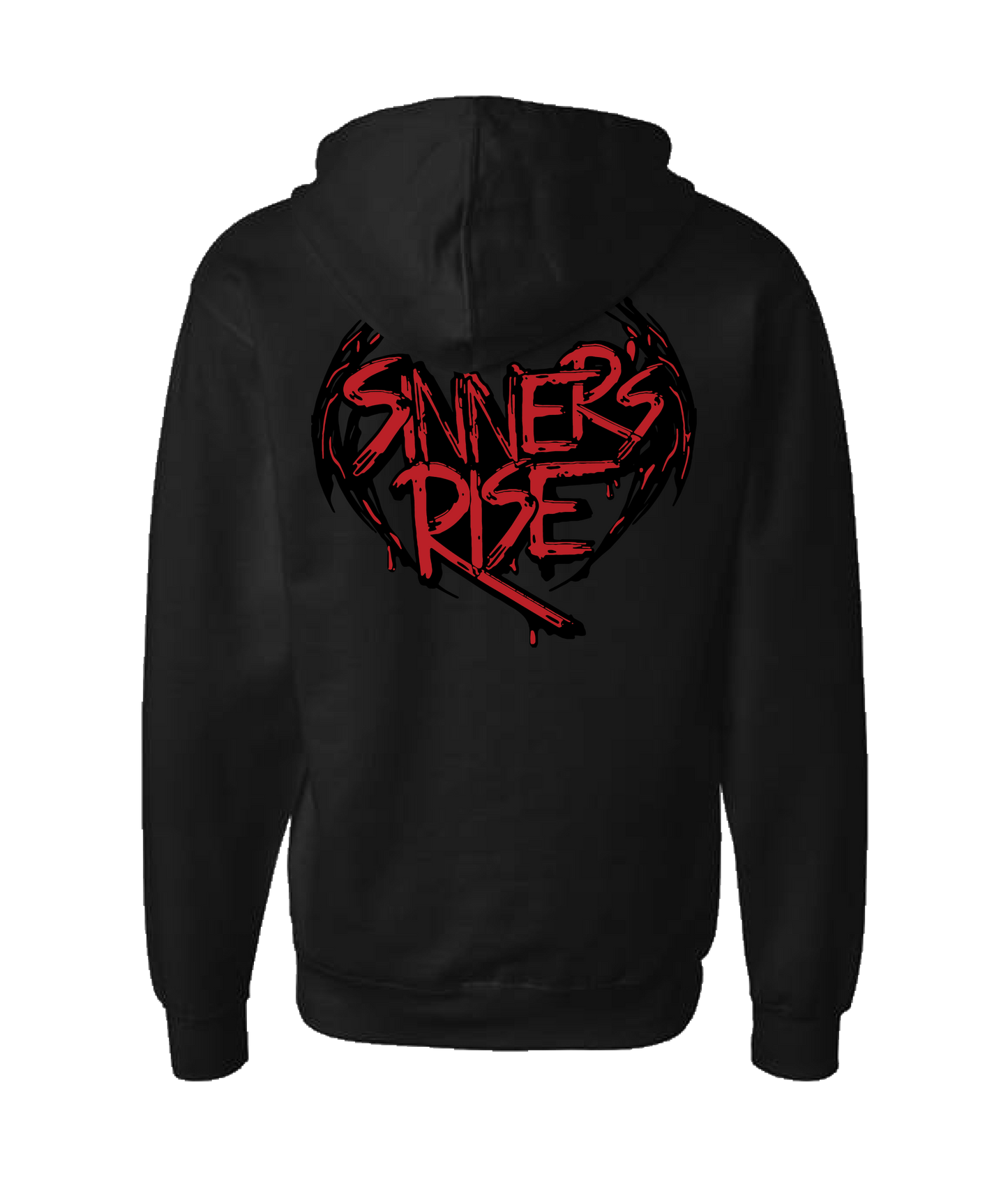 Sinner's Rise - Logo (red) - Black Zip Up Hoodie