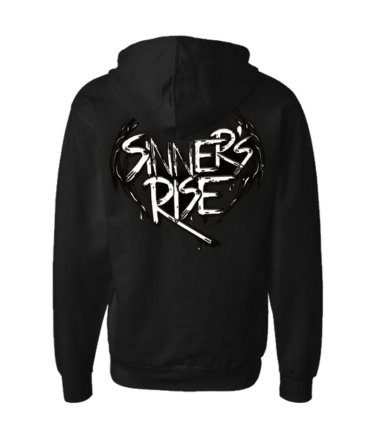 Sinner's Rise - Logo (white) - Black Zip Up Hoodie