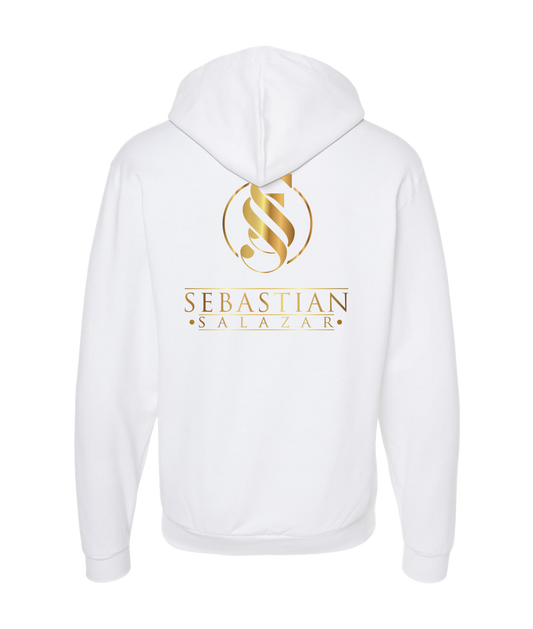 Sebastian Salazar - Gold Emblum  - White Zip Up Hoodie