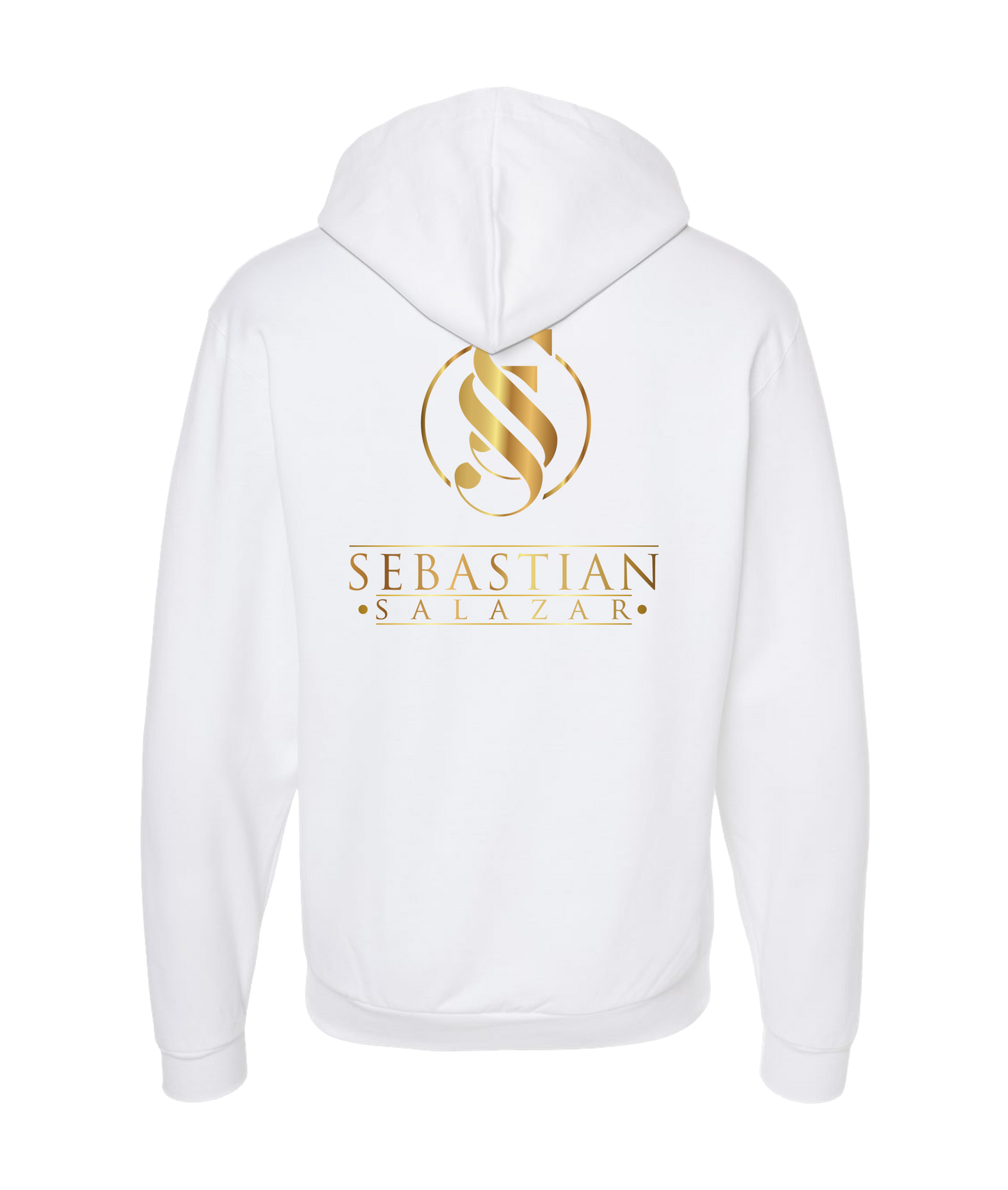 Sebastian Salazar - Gold Emblum  - White Zip Up Hoodie