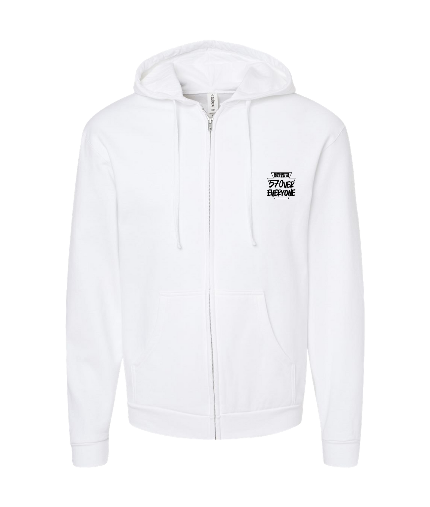 Smash Master Wrasslin - 570 OVER EVERYONE - White Zip Up Hoodie