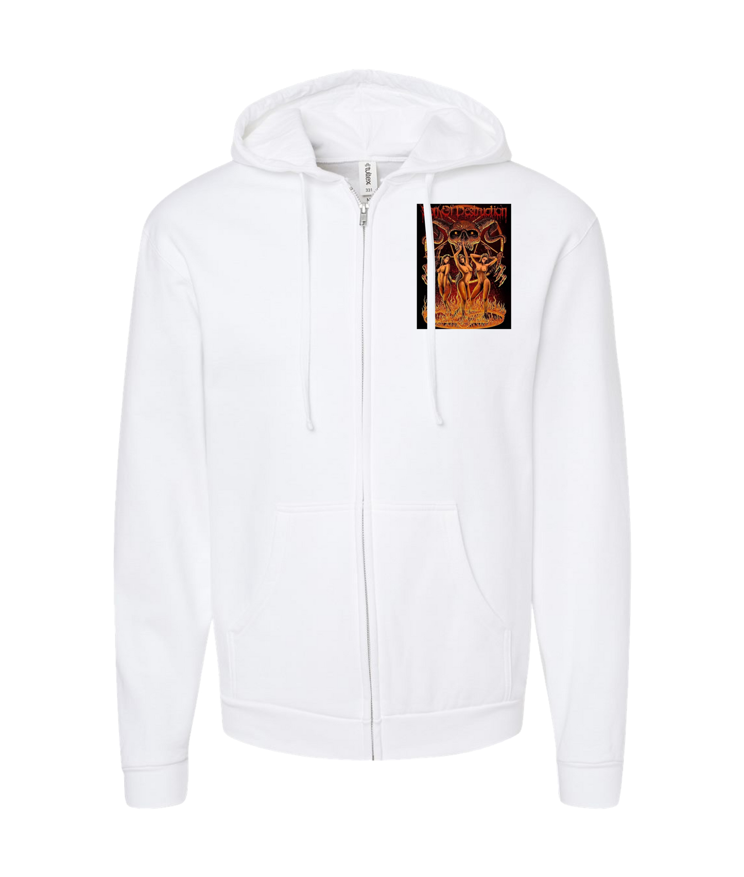 V-SODTOP - Destruction Designed - White Zip Up Hoodie