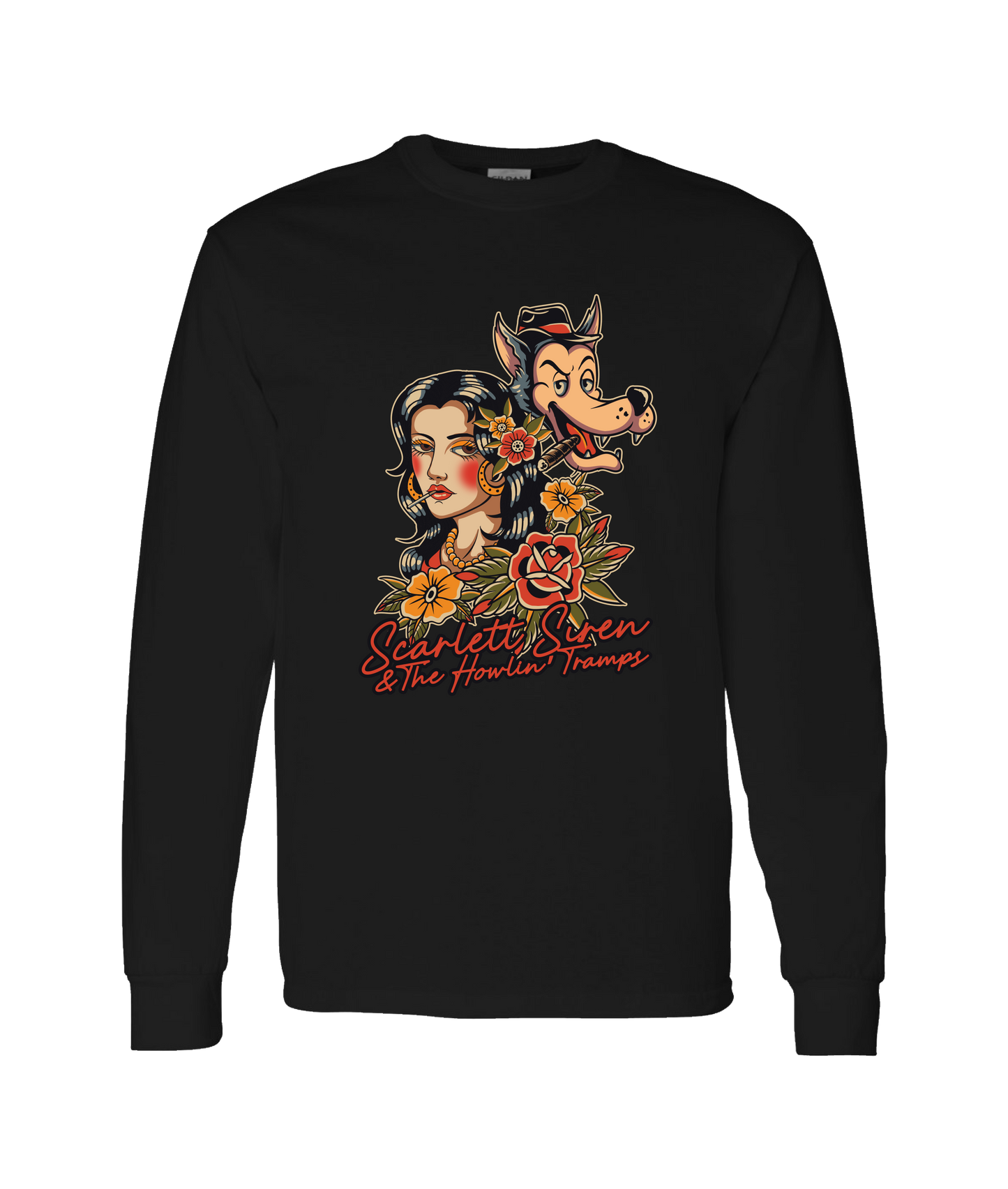 Scarlett Siren & The Howlin' Tramps - DESIGN 1 - Black Long Sleeve T