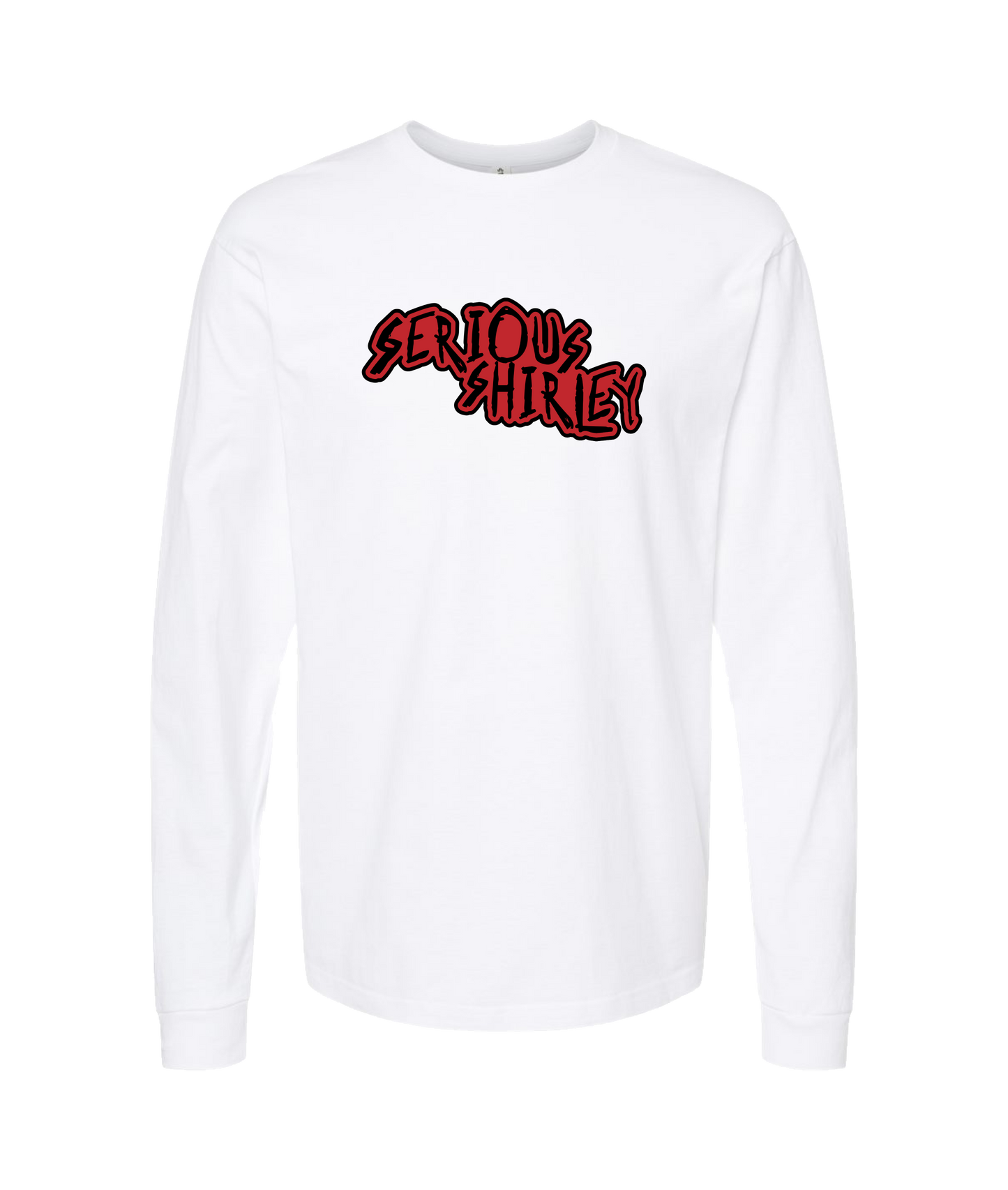 Serious Shirley - Red Scratch - White Long Sleeve T
