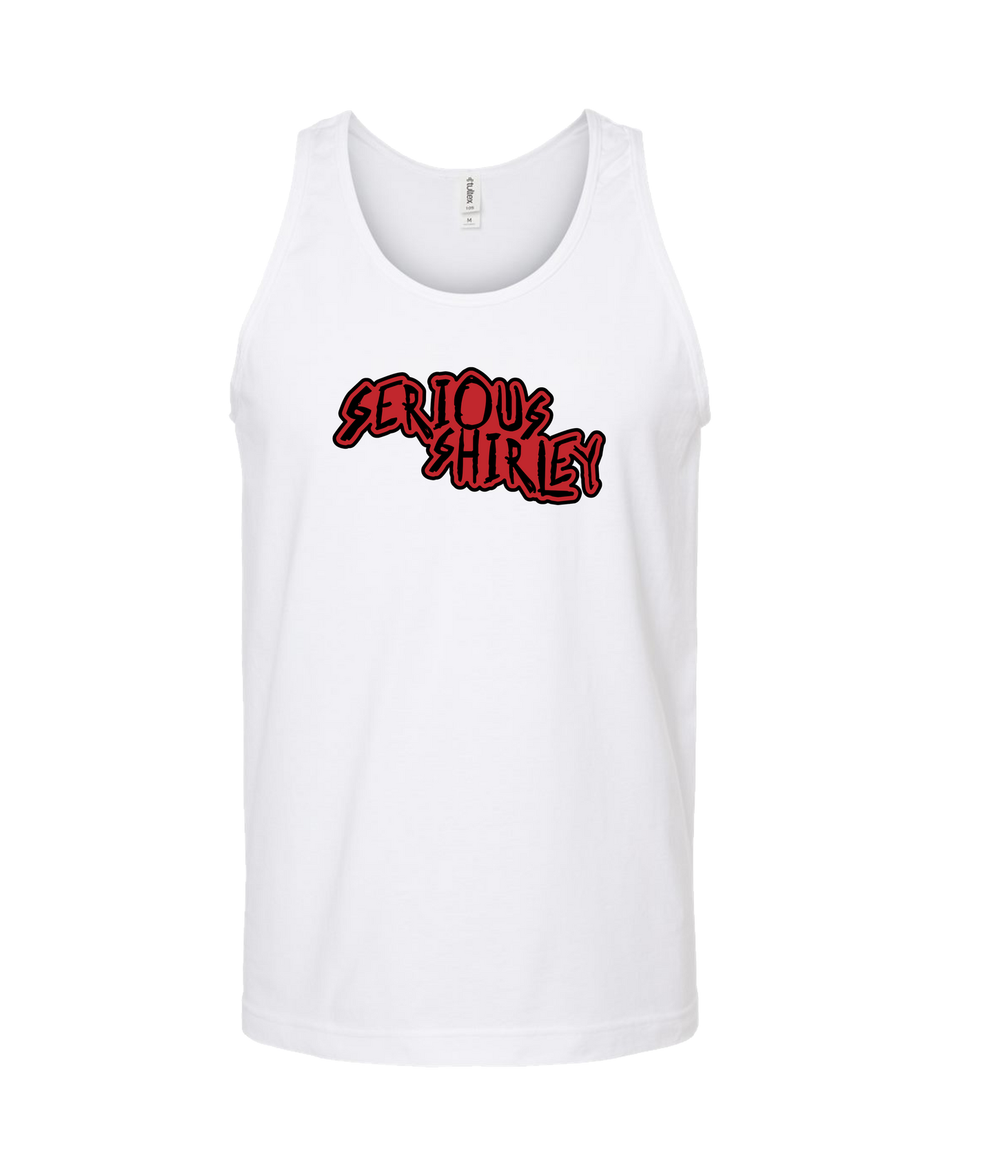 Serious Shirley - Red Scratch - White Tank Top