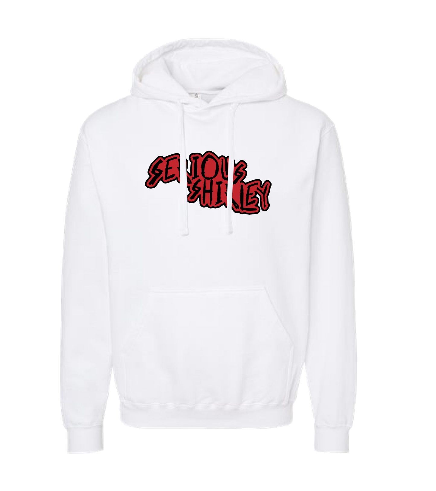 Serious Shirley - Red Scratch - White Hoodie