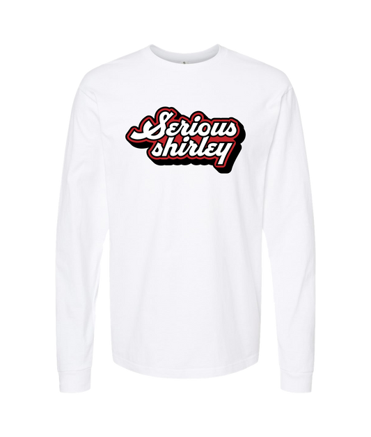 Serious Shirley - Red and White Logo - White Long Sleeve T