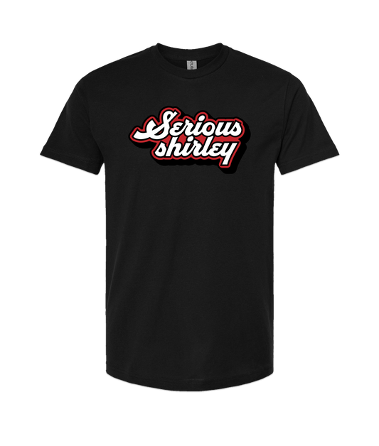 Serious Shirley - Red and White Logo - Black T-Shirt