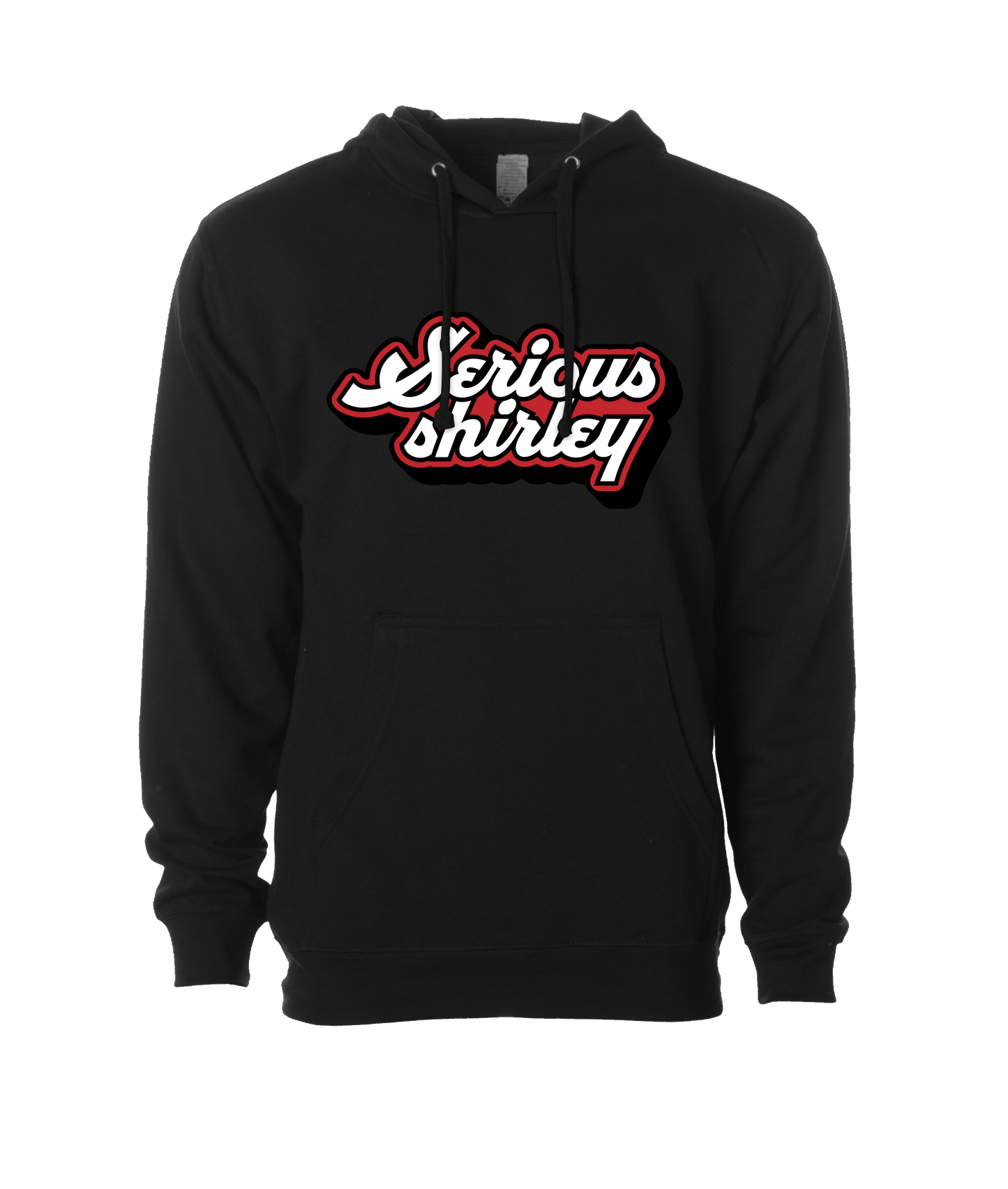 Serious Shirley - Red and White Logo - Black Hoodie