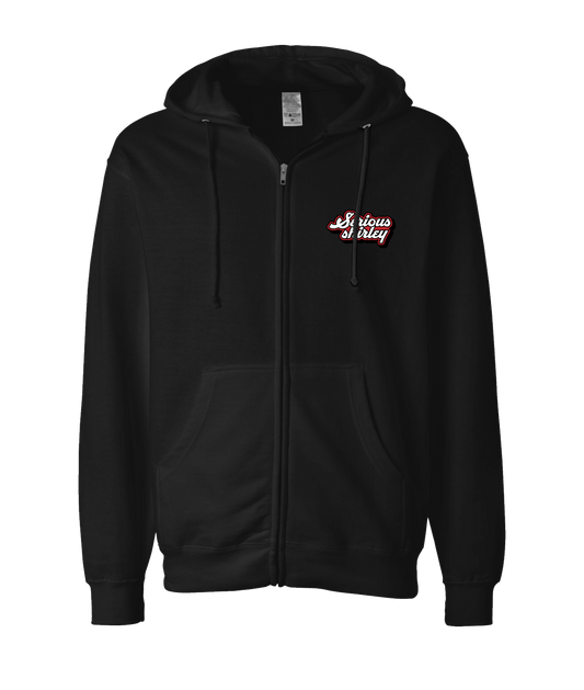 Serious Shirley - Red and White Logo - Black Zip Up Hoodie