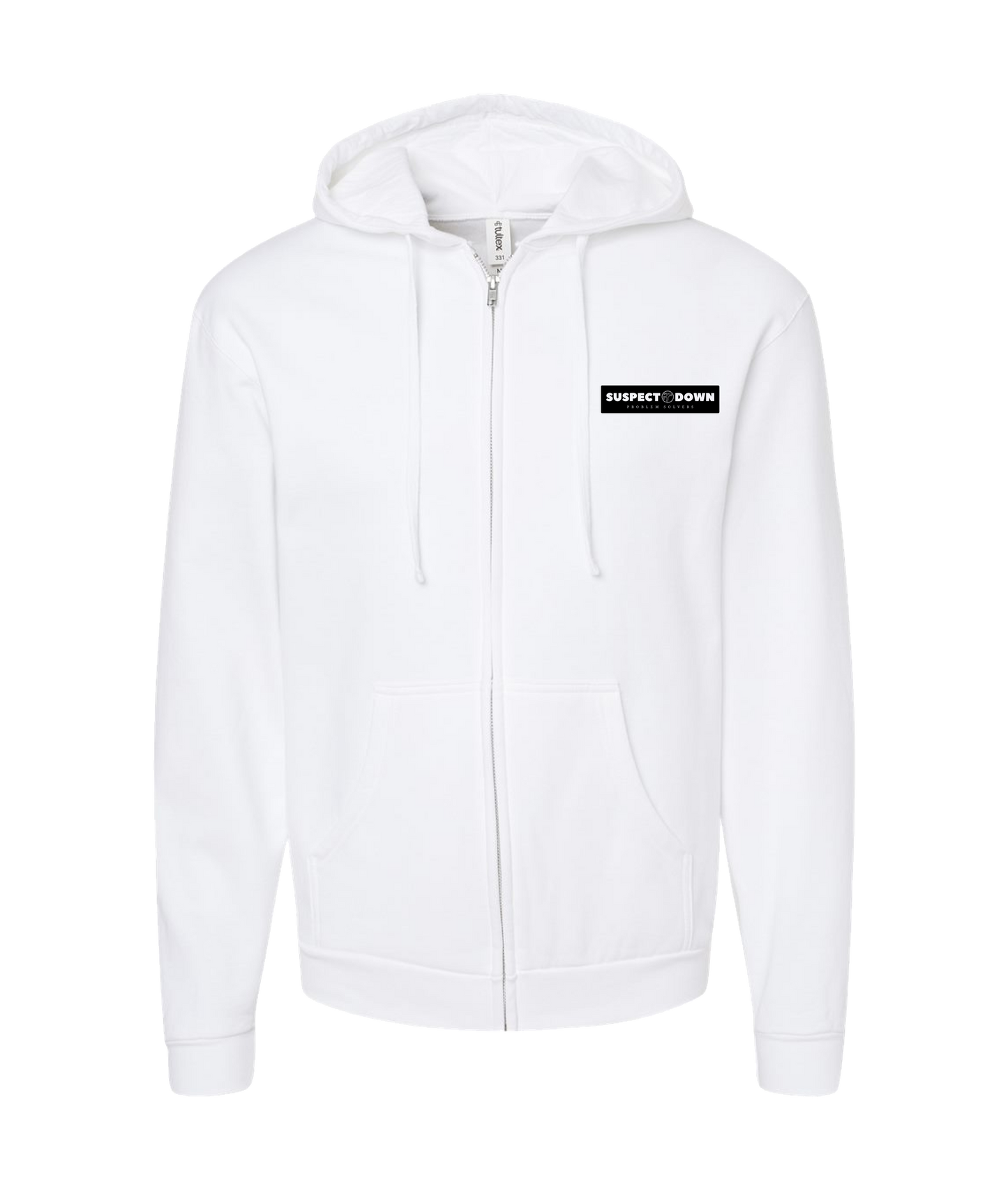 Suspect Down - PROBLEM SOLVERS - White Zip Up Hoodie