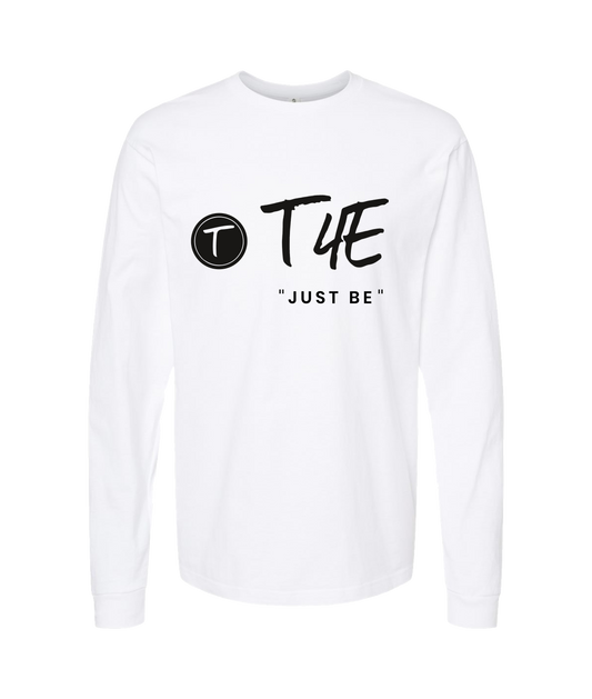 V-T4ETOP - JUST BE - White Long Sleeve T