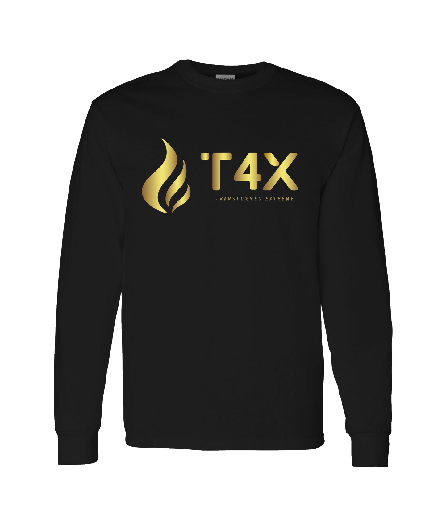 V-T4ETOP - GOLD FLAME - Black Long Sleeve T