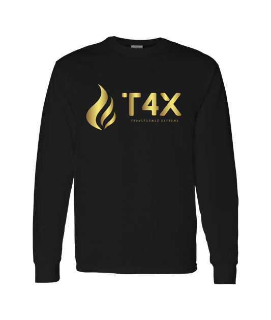 V-T4ETOP - GOLD FLAME - Black Long Sleeve T