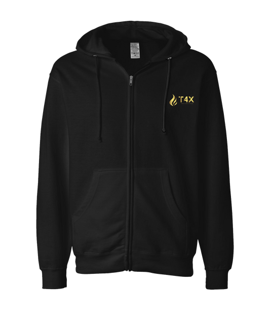 V-T4ETOP - GOLD FLAME - Black Zip Up Hoodie