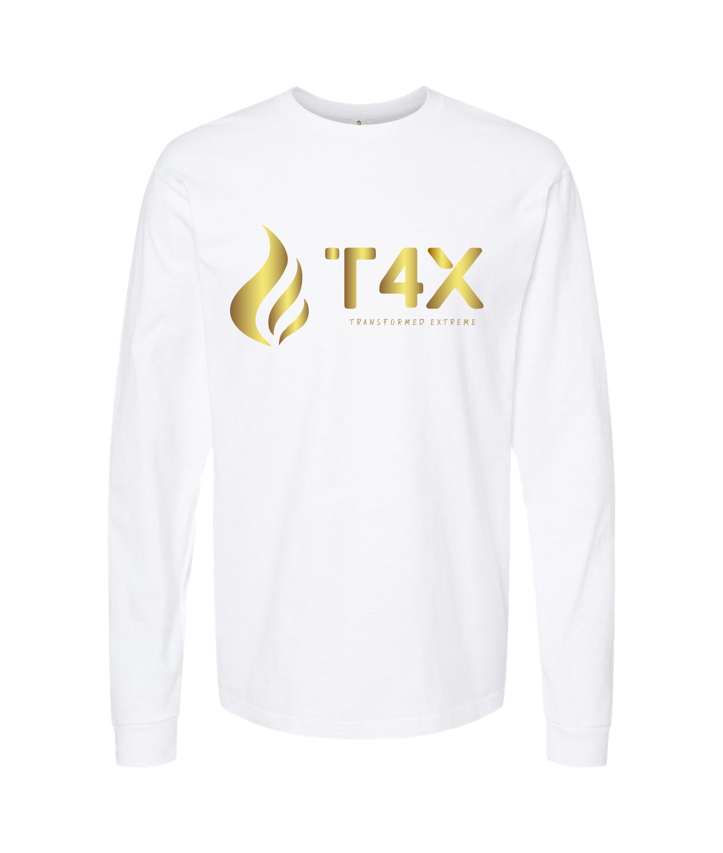 V-T4ETOP - GOLD FLAME - White Long Sleeve T
