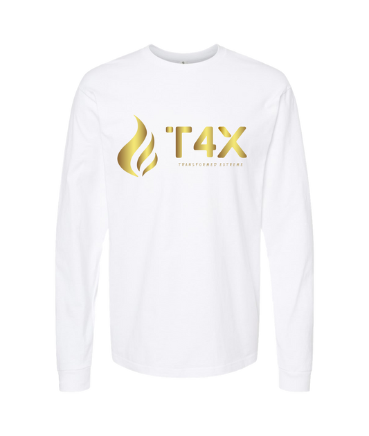 V-T4ETOP - GOLD FLAME - White Long Sleeve T