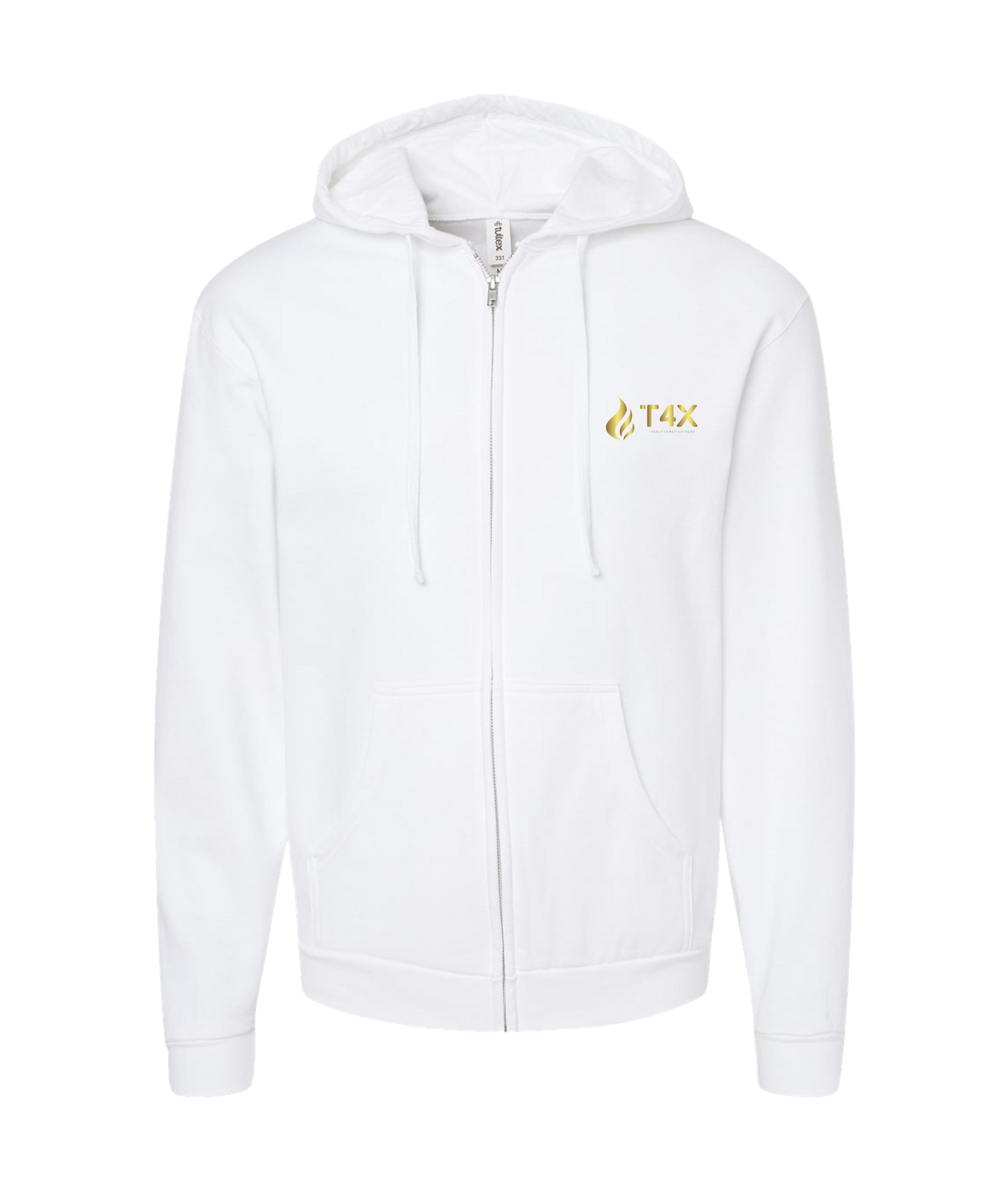 V-T4ETOP - GOLD FLAME - White Zip Up Hoodie