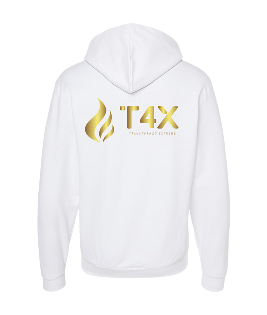 V-T4ETOP - GOLD FLAME - White Zip Up Hoodie