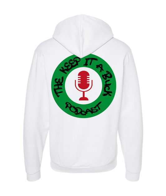 The Buck Store - The Keep it a Buck Podcast Round Logo - White Zip Up Hoodie