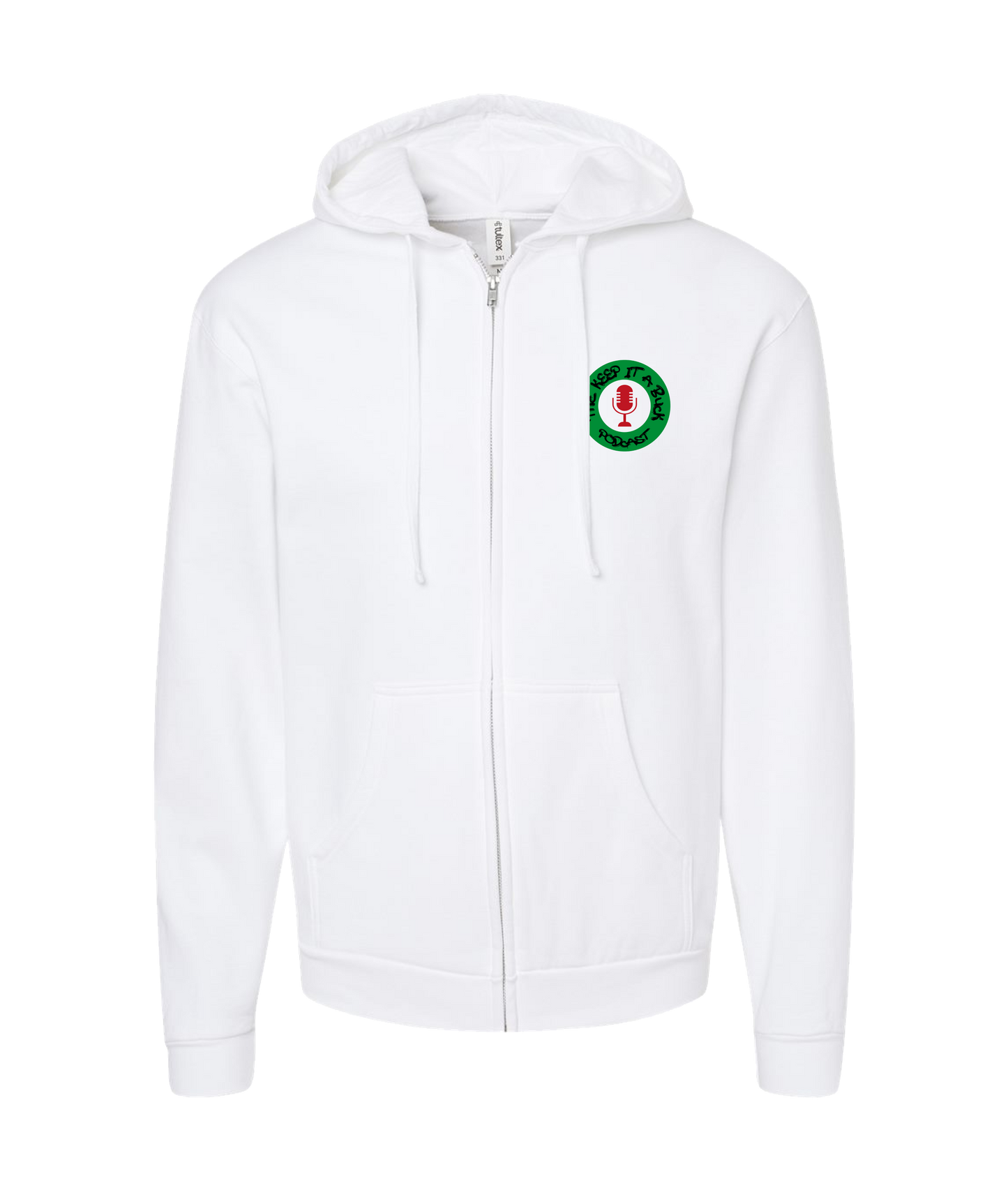 The Buck Store - The Keep it a Buck Podcast Round Logo - White Zip Up Hoodie