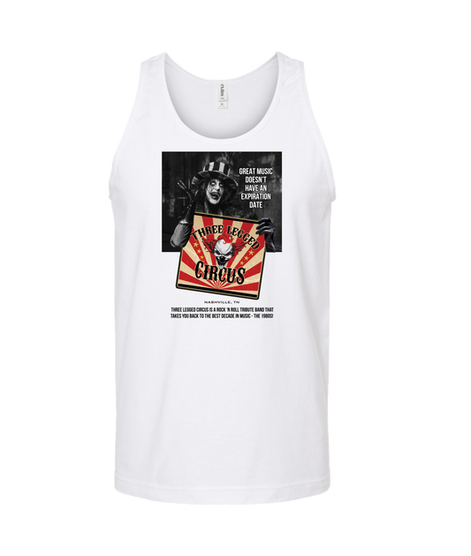 Three Legged Circus - Great Music Doesn't Have an Expiration Date - White Tank Top