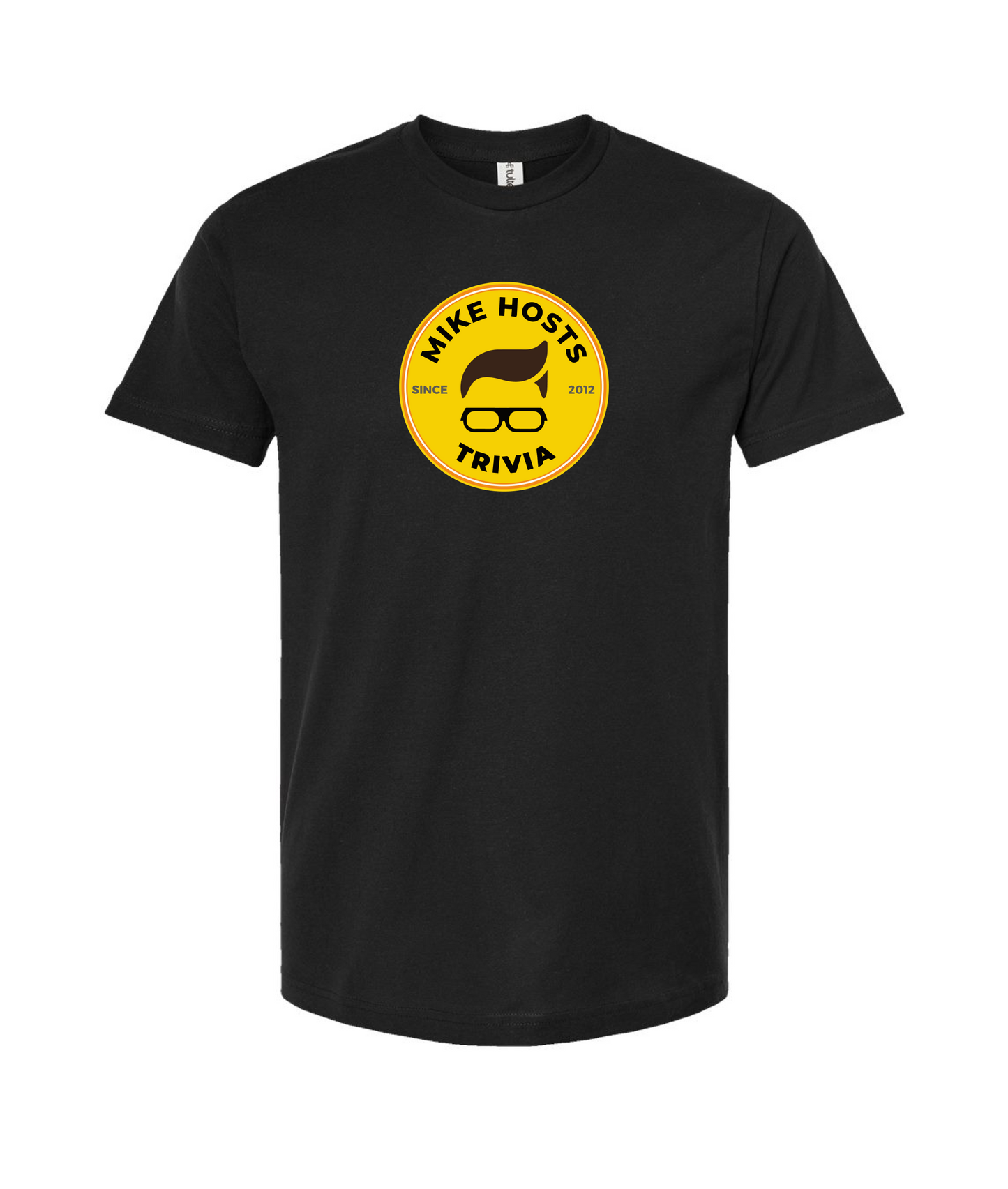 Trivia Mike Yellow Logo (DTG) Black T-Shirt