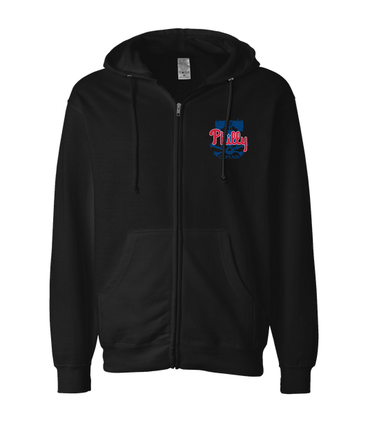 The Philly Captain's Merch is Fire - PHILLY - Black Zip Up Hoodie