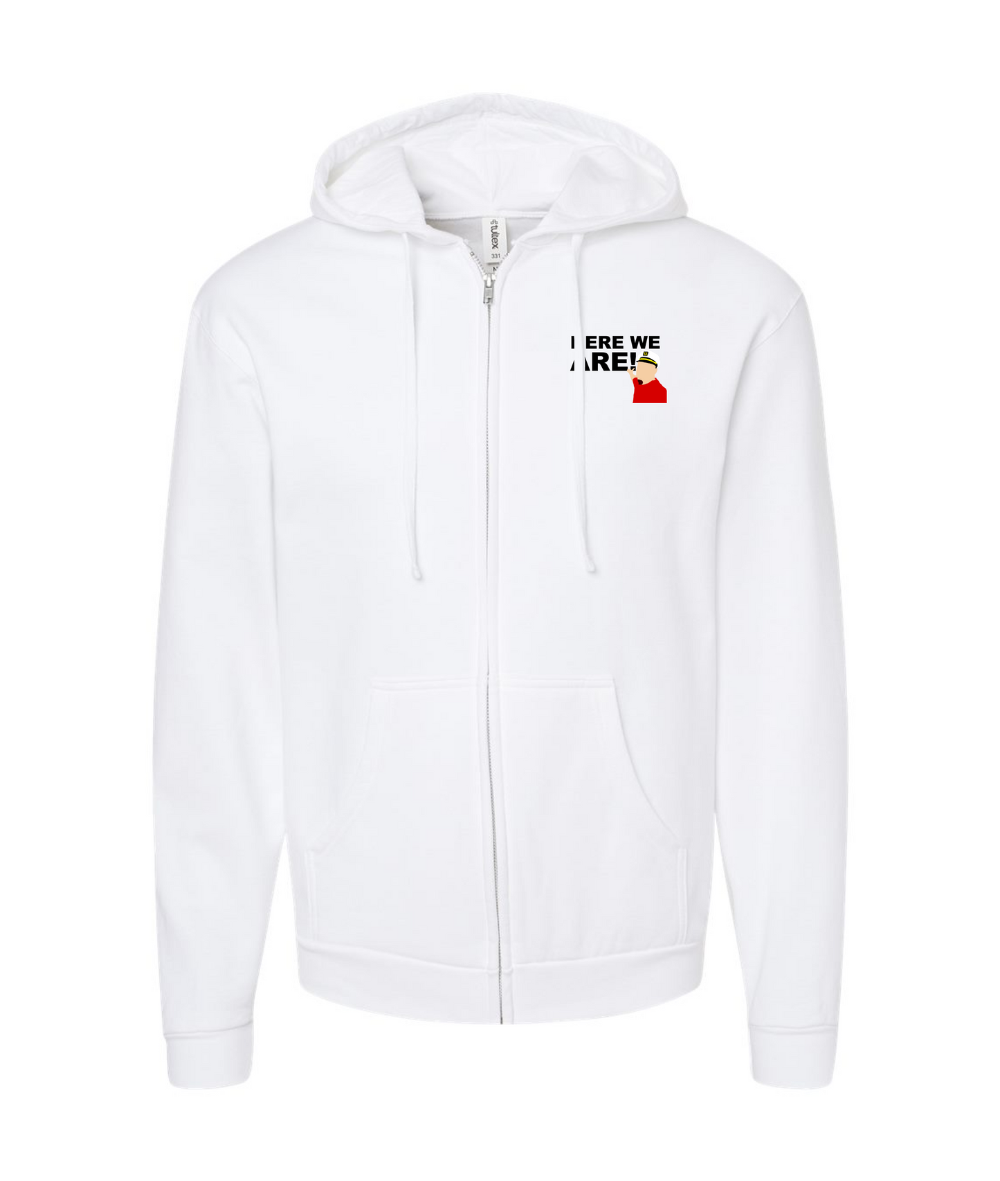 The Philly Captain's Merch is Fire - Here We Are - White Zip Hoodie