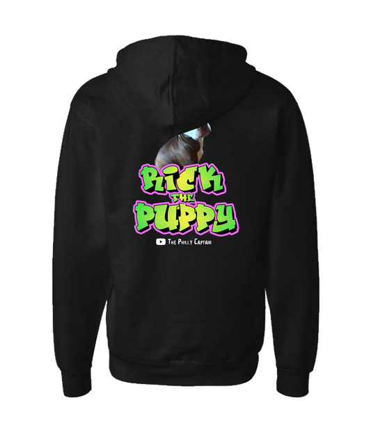 The Philly Captain's Merch is Fire - Rick the Puppy - Black Zip Up Hoodie