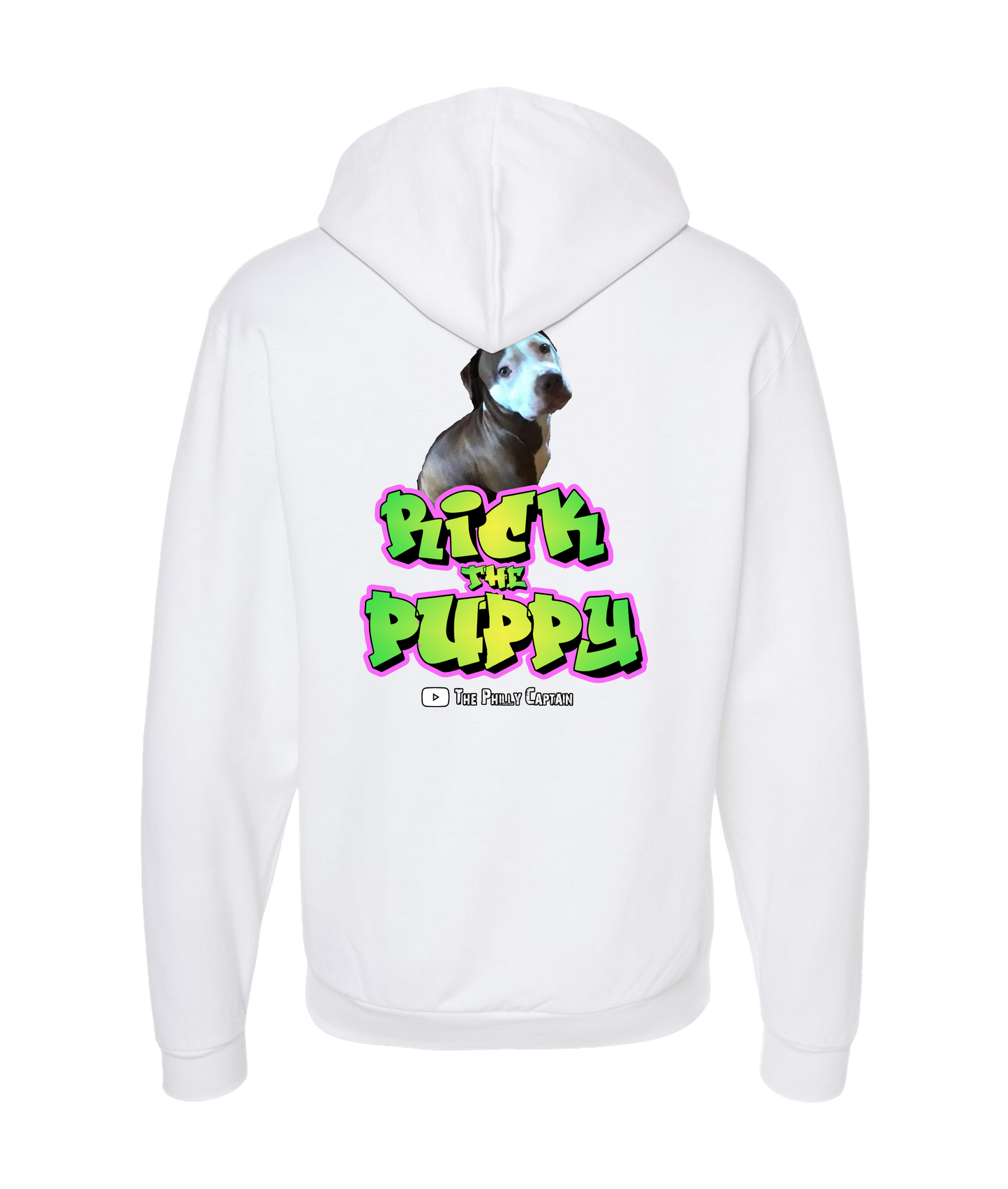 The Philly Captain's Merch is Fire - Rick the Puppy - White Zip Up Hoodie
