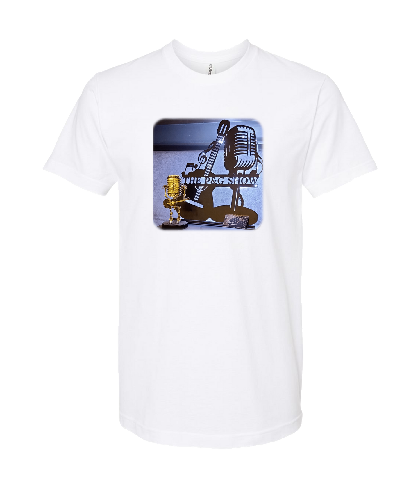 The Pope and Guitarlos Show - Mic Guitar - White T Shirt