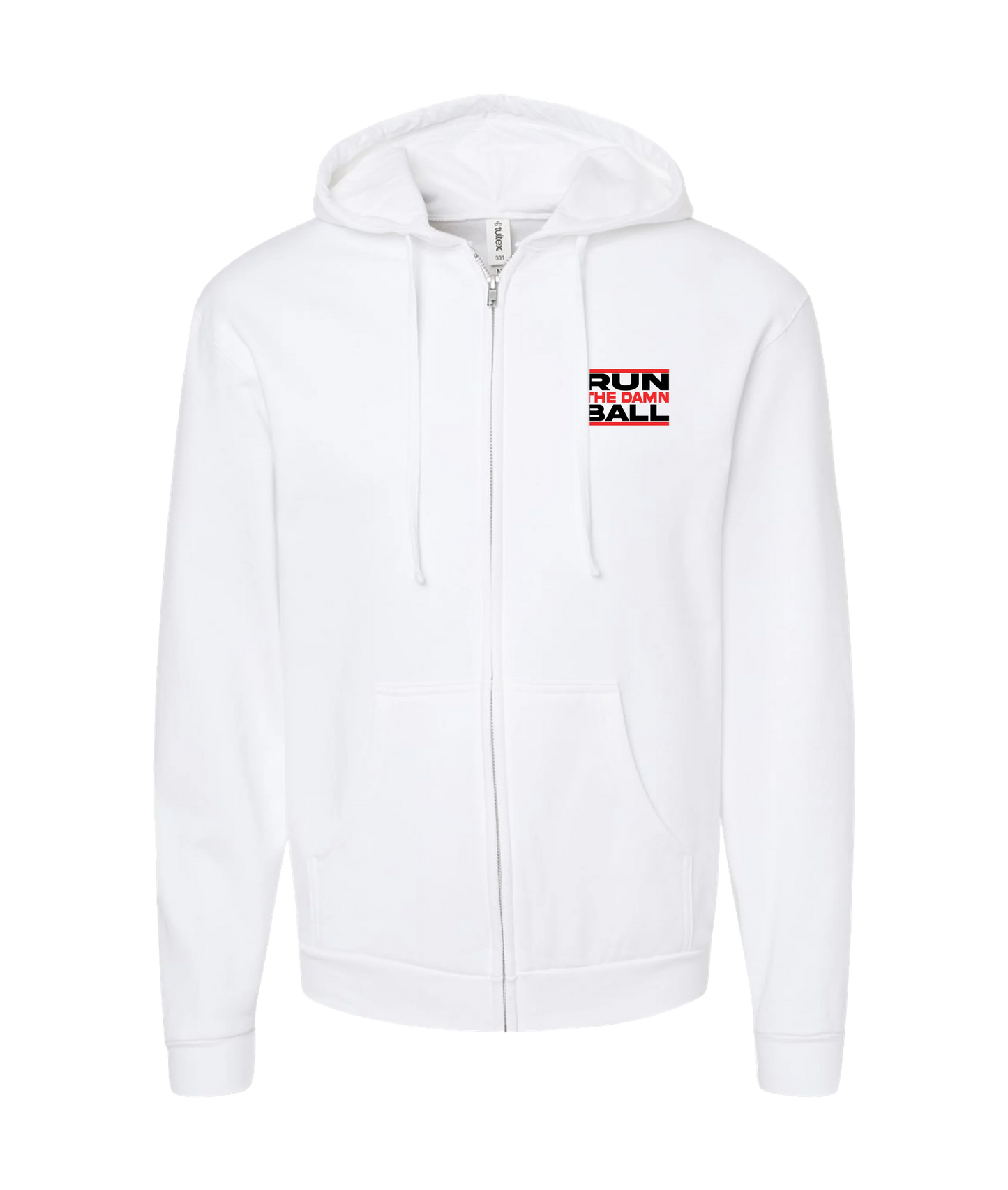 The Sportsocracy - Run The Damn Ball - White Zip Up Hoodie