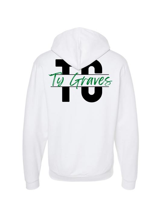 Ty Graves - Logo - White Zip Up Hoodie