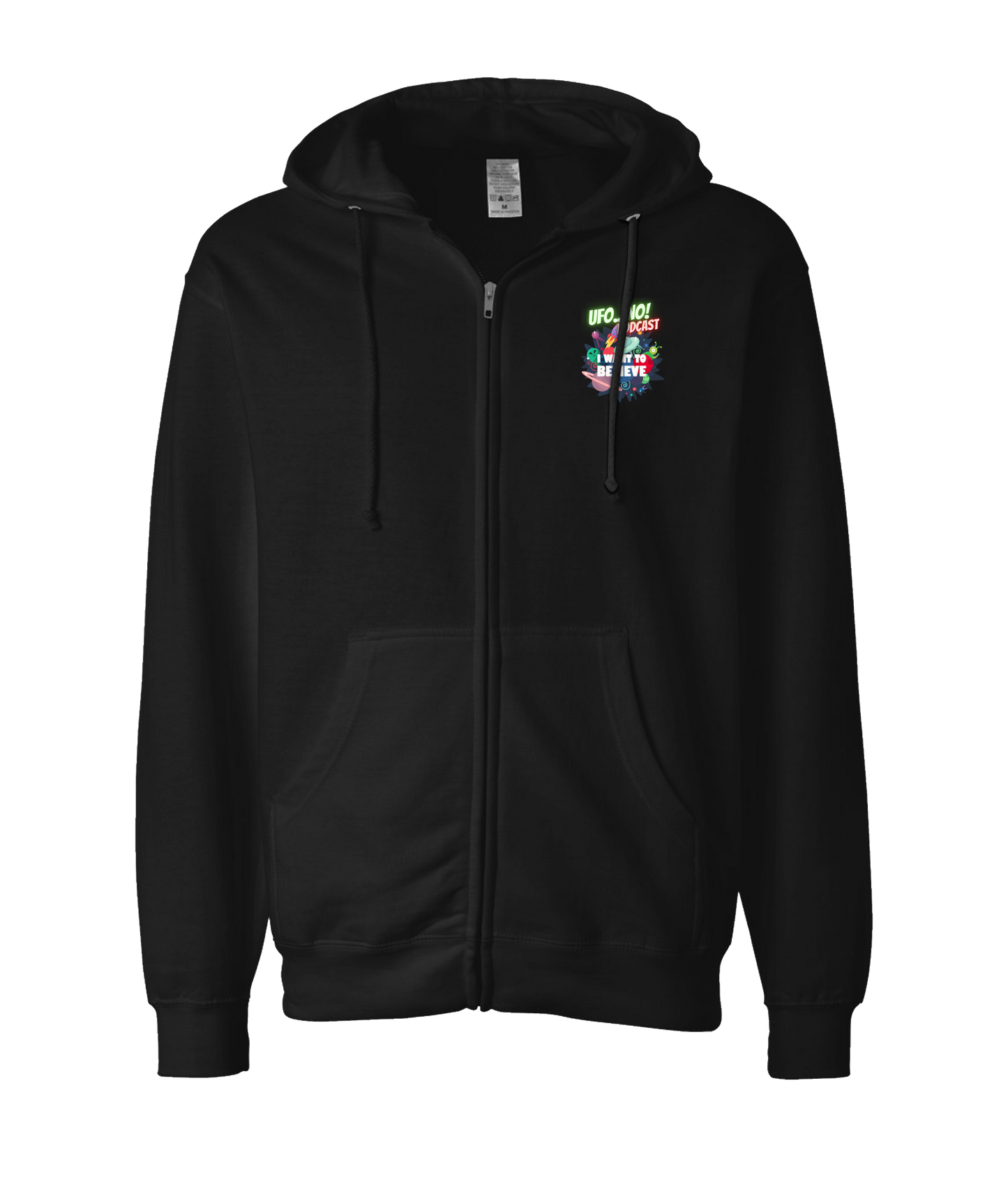 UFO...No! Podcast - I Want To Believe - Black Zip Up Hoodie