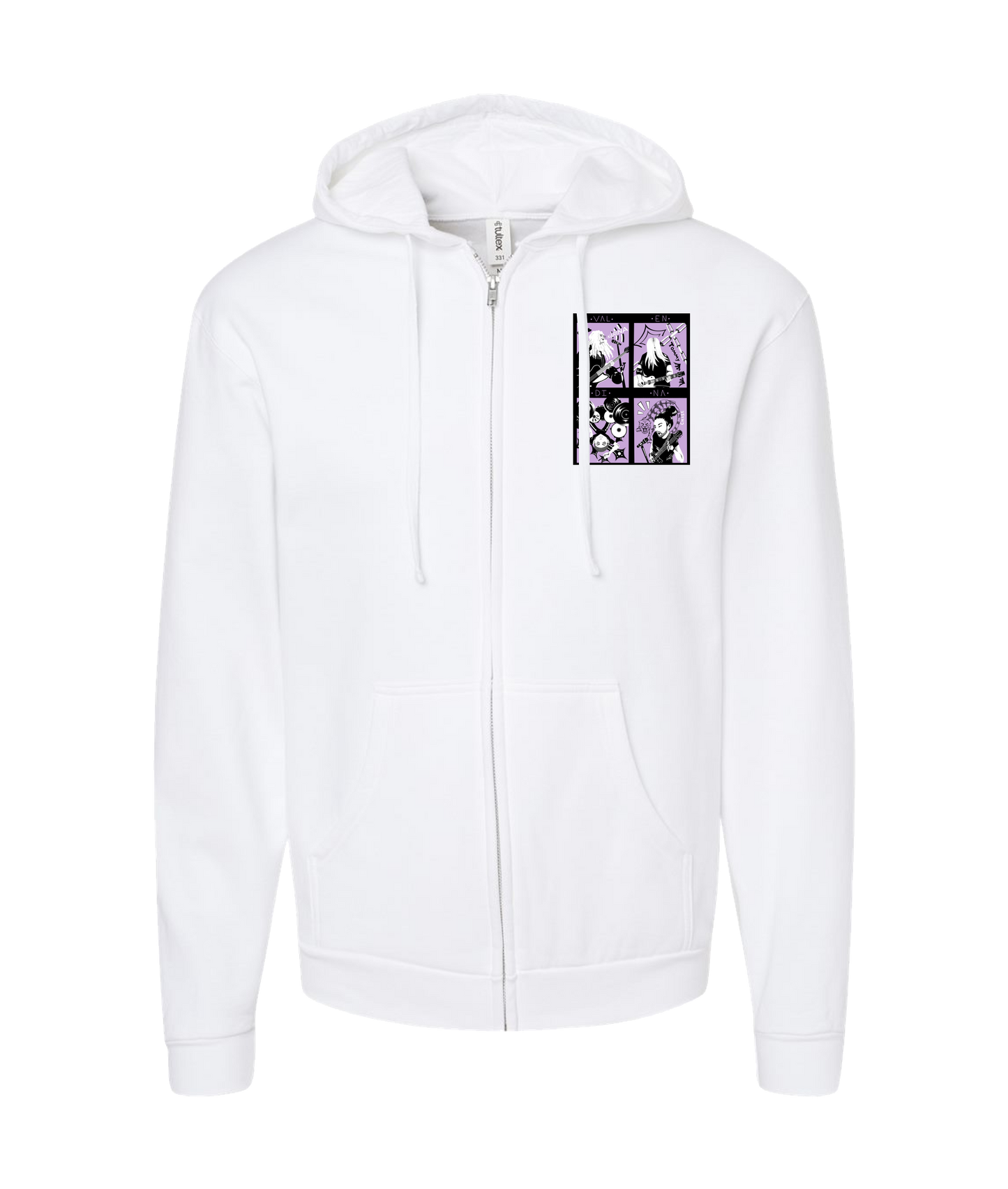 Valendina - THE BAND - White Zip Up Hoodie