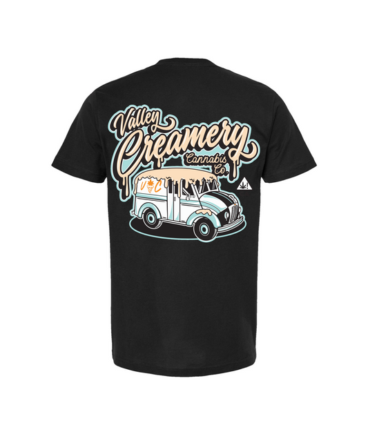 Valley Creamery Cannabis Co. - CREAMERY TRUCK - BLUE - Black T-Shirt