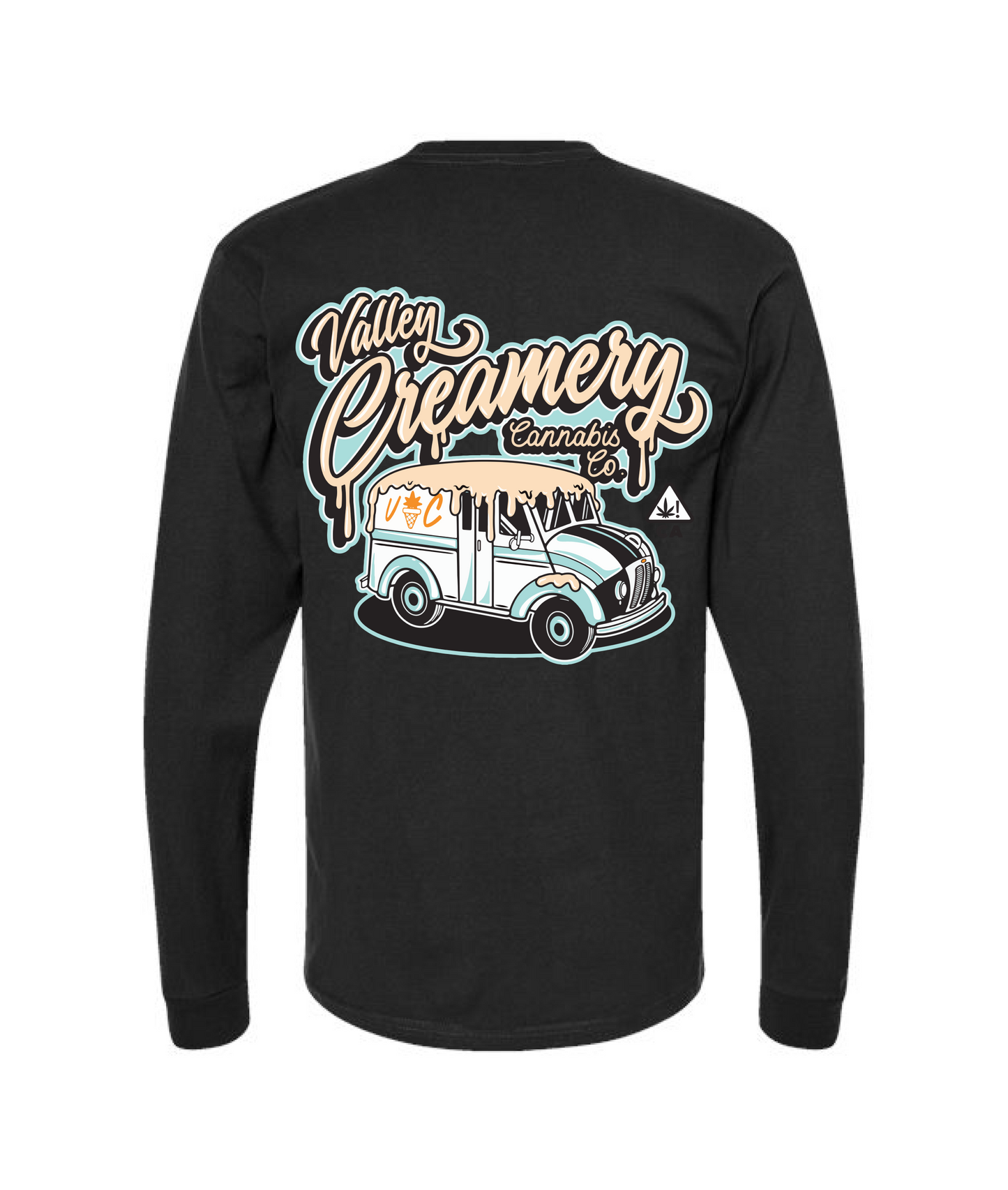 Valley Creamery Cannabis Co. - CREAMERY TRUCK - BLUE - Black Long Sleeve T