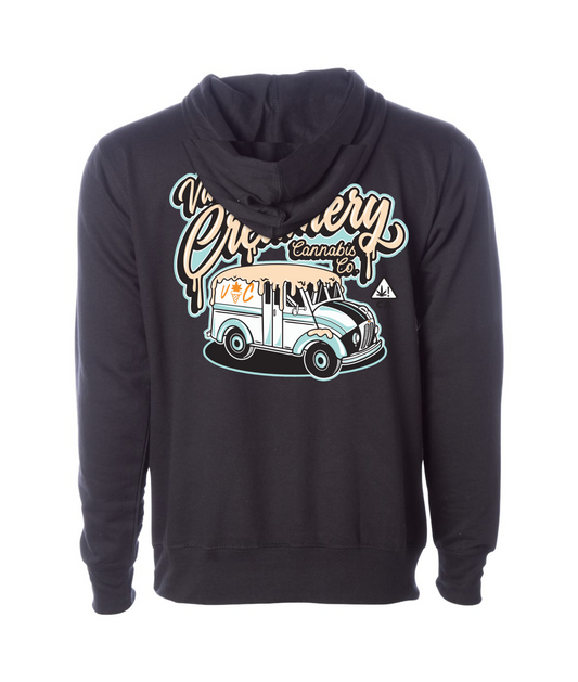 Valley Creamery Cannabis Co. - CREAMERY TRUCK - BLUE - Black Hoodie