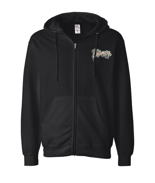 Valley Creamery Cannabis Co. - CREAMERY TRUCK - BLUE - Black Zip Up Hoodie