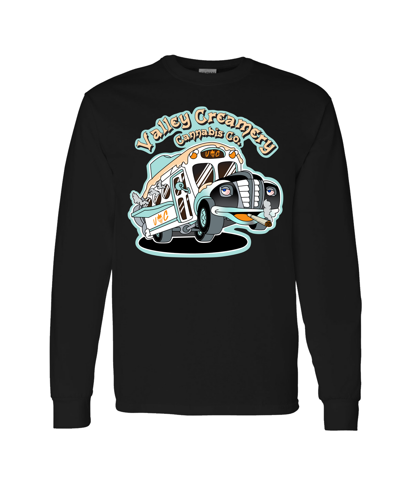 Valley Creamery Cannabis Co. - Smoked Out Bus - Black Long Sleeve T