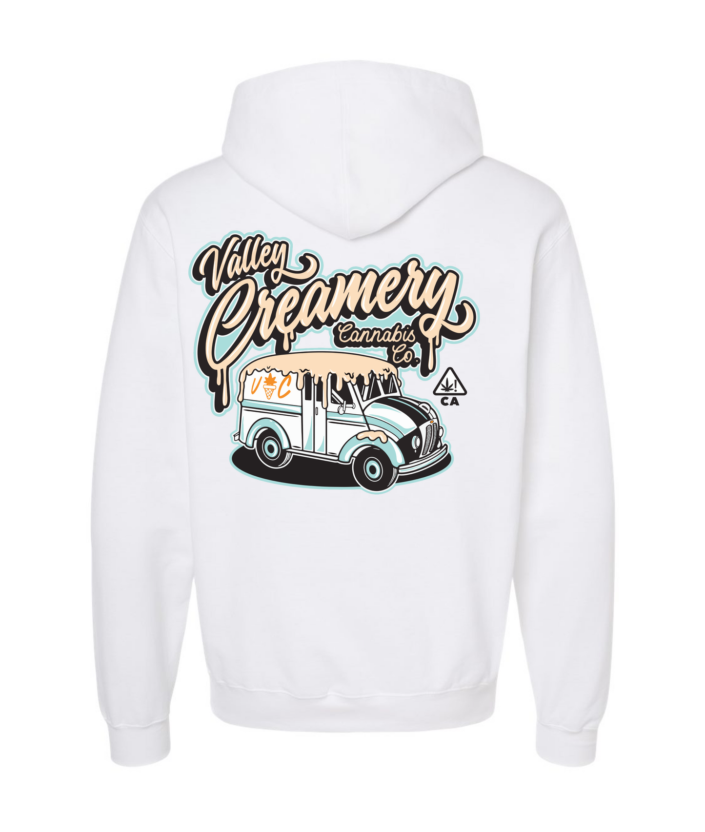 Valley Creamery Cannabis Co. - CREAMERY TRUCK - BLUE - White Hoodie